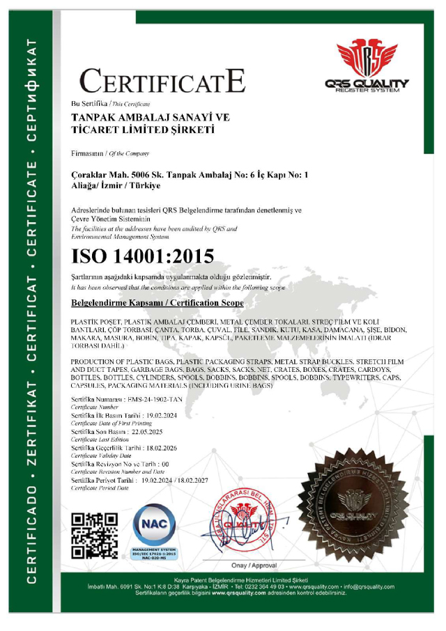 ISO 14001:2015 Sertifikası